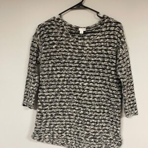 J. Jill  black & white sweater, XS  3/4 sleeves